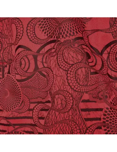 Tissu Folk rouge Jean Paul Gaultier - Tissus Jean Paul Gaultier
