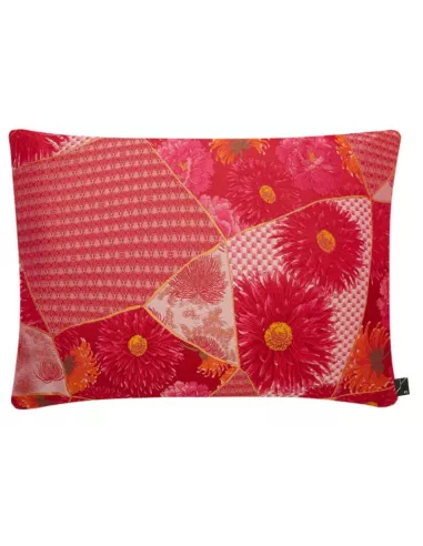 Coussin rectangulaire en patchwork Hanatsugi rouge K3 by Kenzo Takada