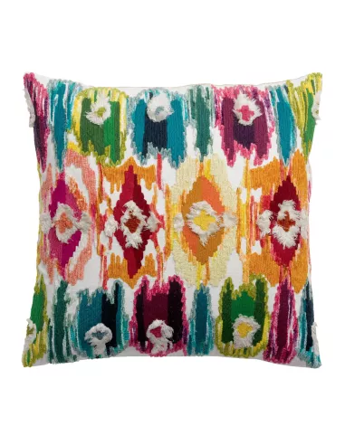 Coussin Laura artisanal multicolore brodé esprit berbères Vivaraise