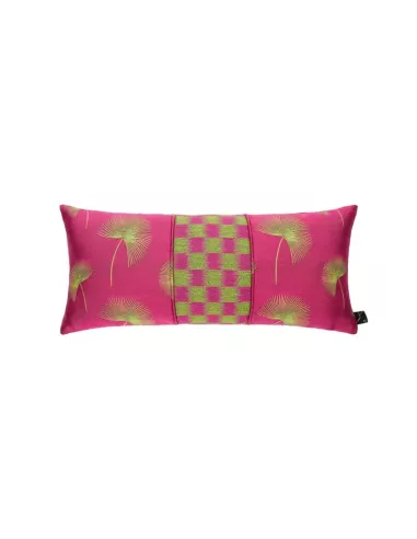 Coussin rectangulaire rose et vert Chiyogami K3 by Kenzo Takada 20x45 cm