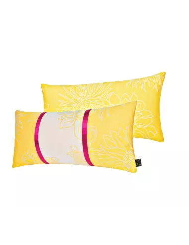 Coussin rectangulaire Sumie jaune, K3 by Kenzo Takada 20x45cm