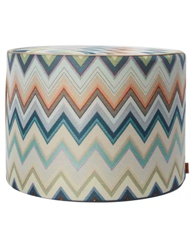 Pouf cylindre Agadir 150 motif chevrons aux tons bleus Missoni Home