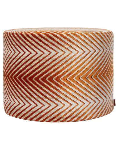 Pouf cylindre orange Ziggy 159 au motif chevrons Missoni Home