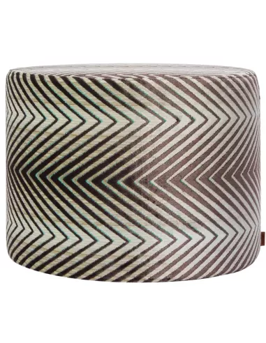 Pouf cylindre violet Ziggy 149 au motif chevrons Missoni Home