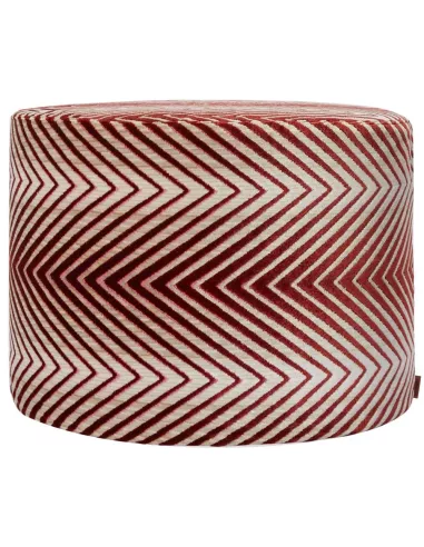 Pouf cylindre rouge Ziggy 156 au motif chevrons Missoni Home